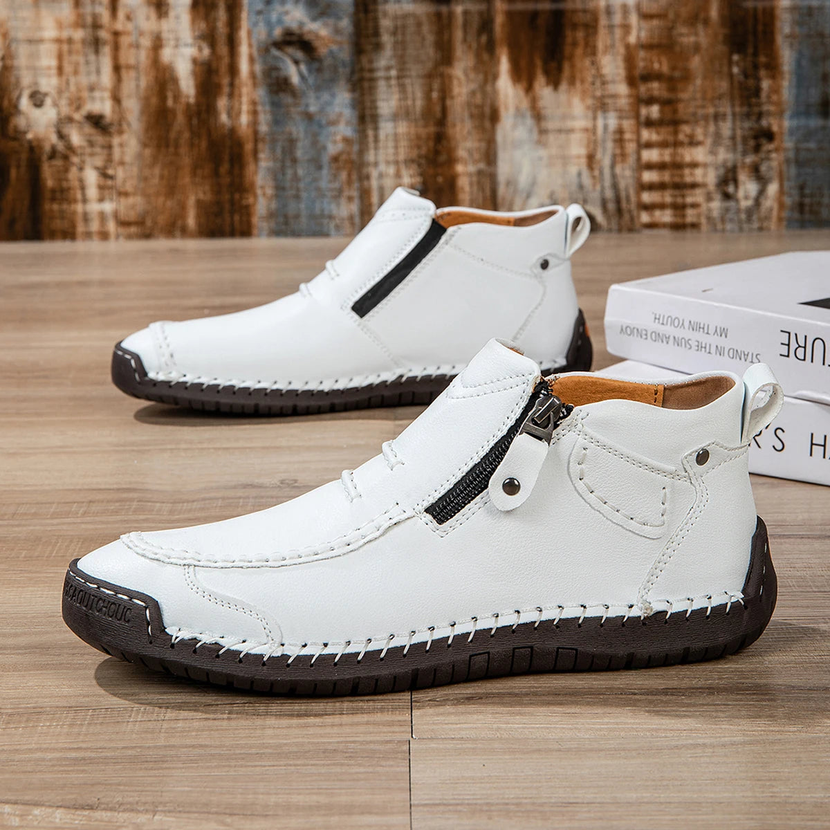 New Autumn Handmade Leather Men Boots Outdoor Design Sneakers Man Breathable Casual Leather Shoes Men Ankle Boots Fall Plus Size