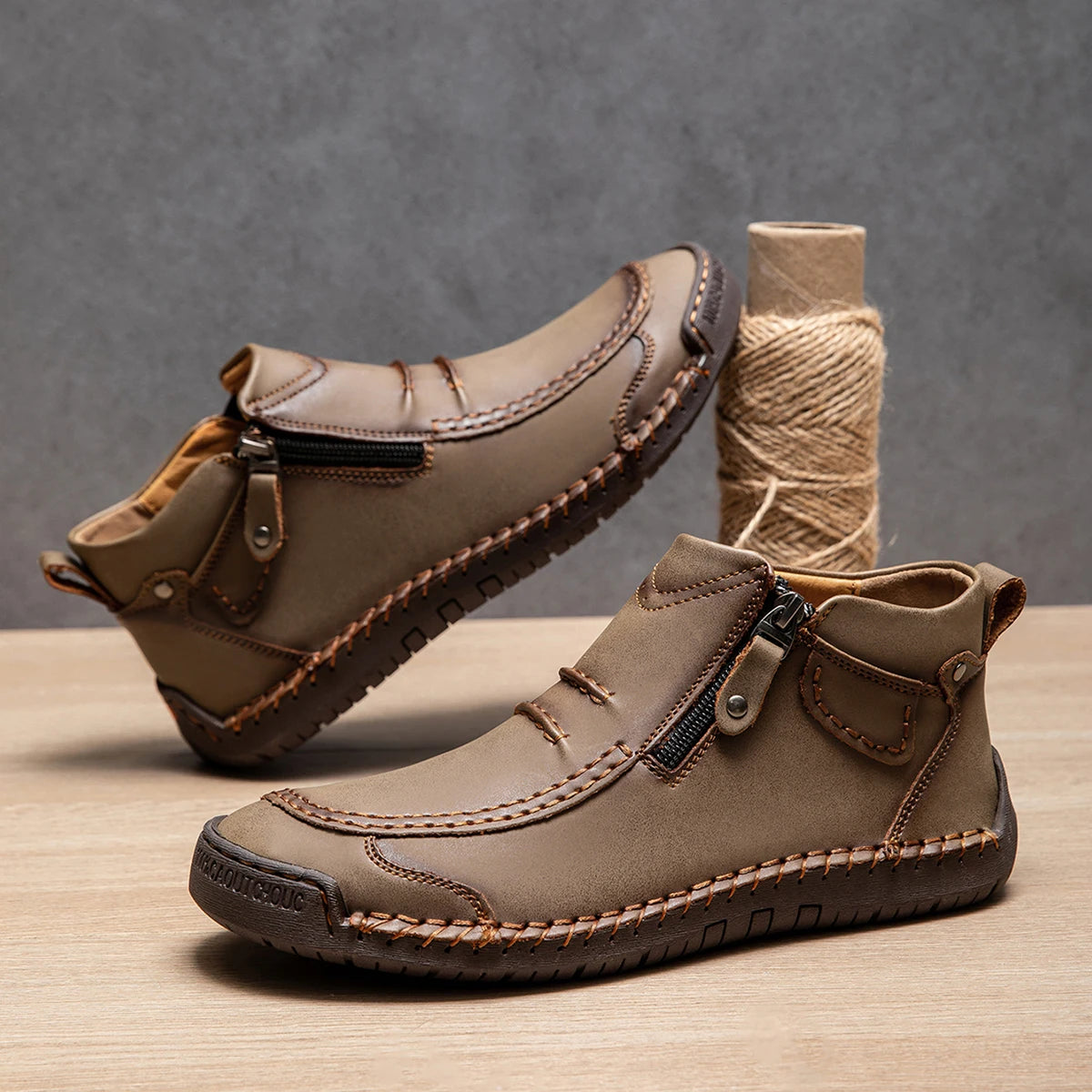 New Autumn Handmade Leather Men Boots Outdoor Design Sneakers Man Breathable Casual Leather Shoes Men Ankle Boots Fall Plus Size